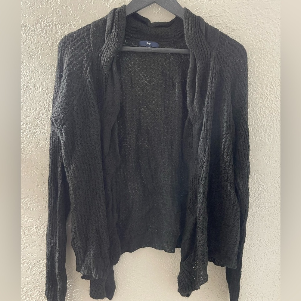 GAP Women's Black Open-Front Knitโ Cardigan Sweater Size XL